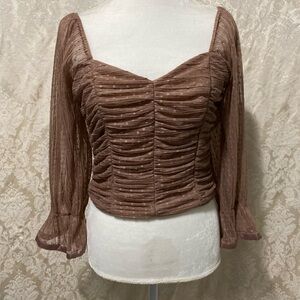 Mauve tulle 3/4 sleeve Victorian / 18th century inspired blouse